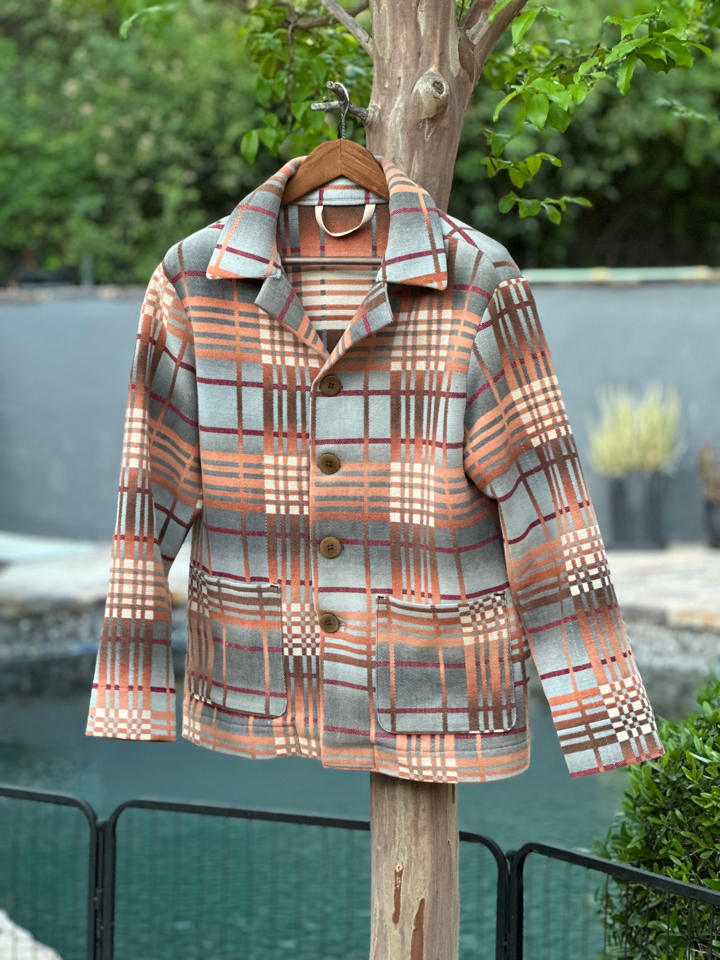 1930's Beacon Campfire Coat Ombre Blue Tan Creme Medium