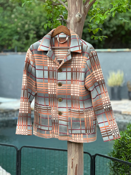 1930's Beacon Campfire Coat Ombre Blue Tan Creme Medium