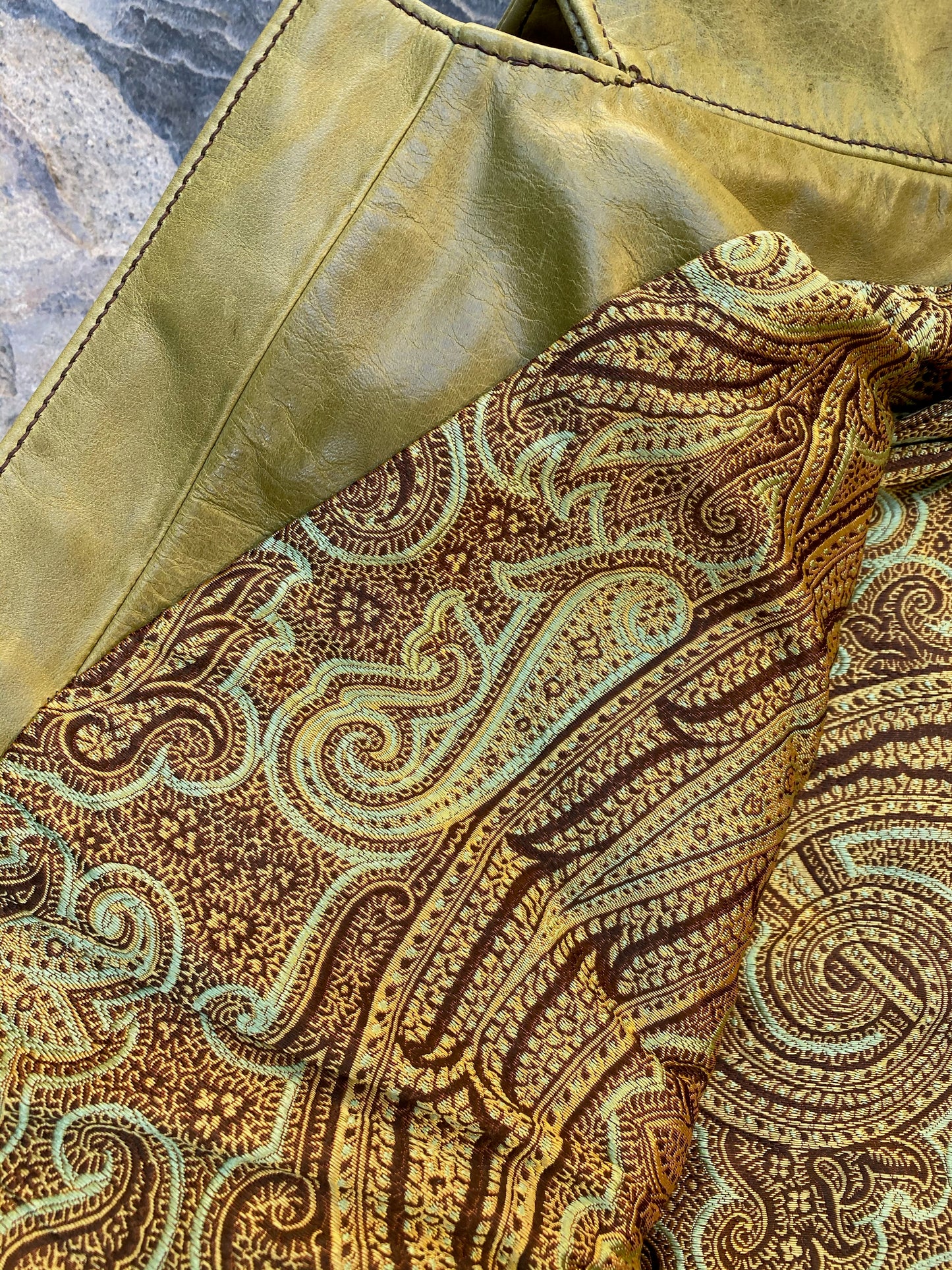 1960’s Style Funky Green Leather Trucker Jacket