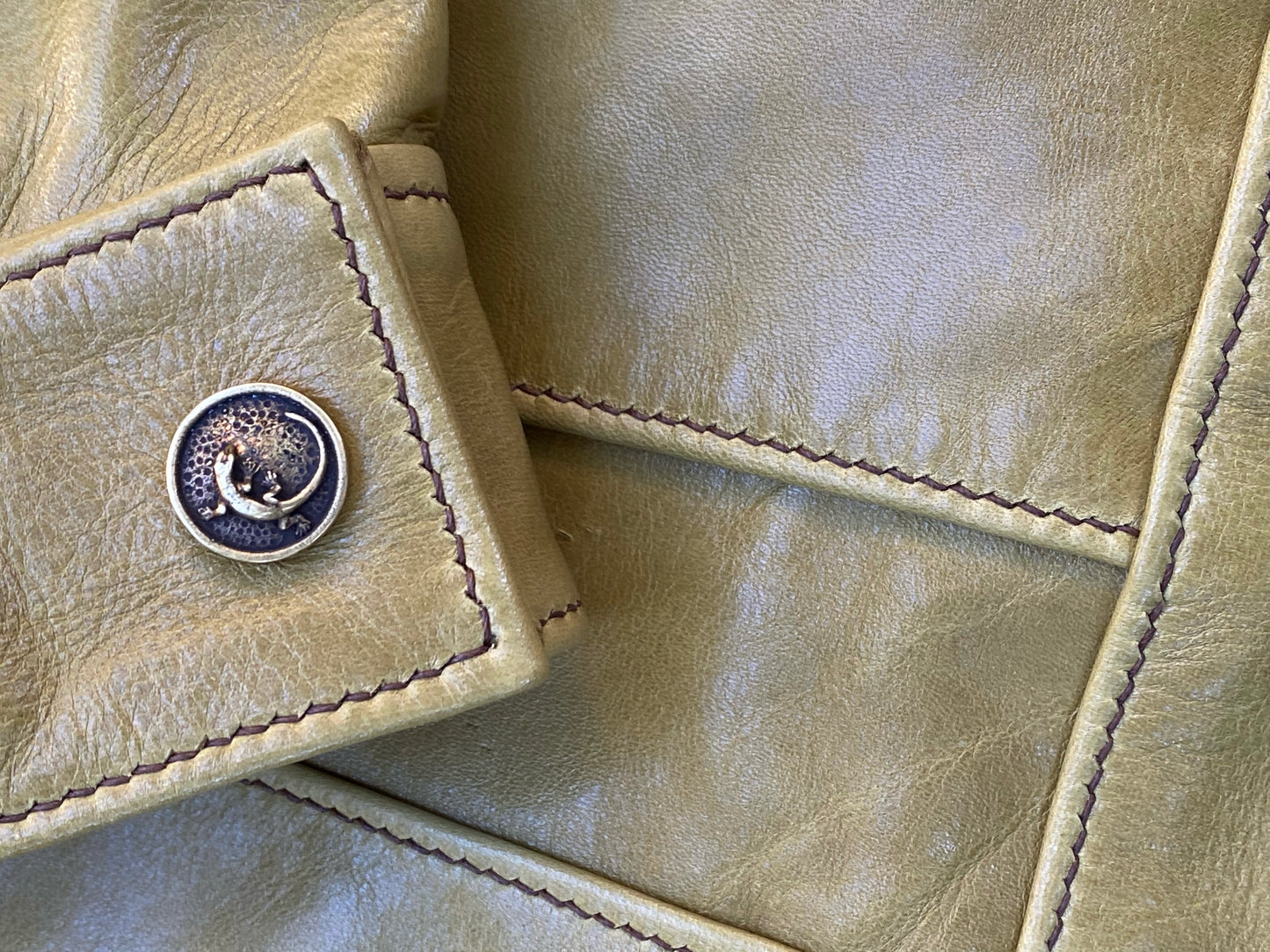 1960’s Style Funky Green Leather Trucker Jacket