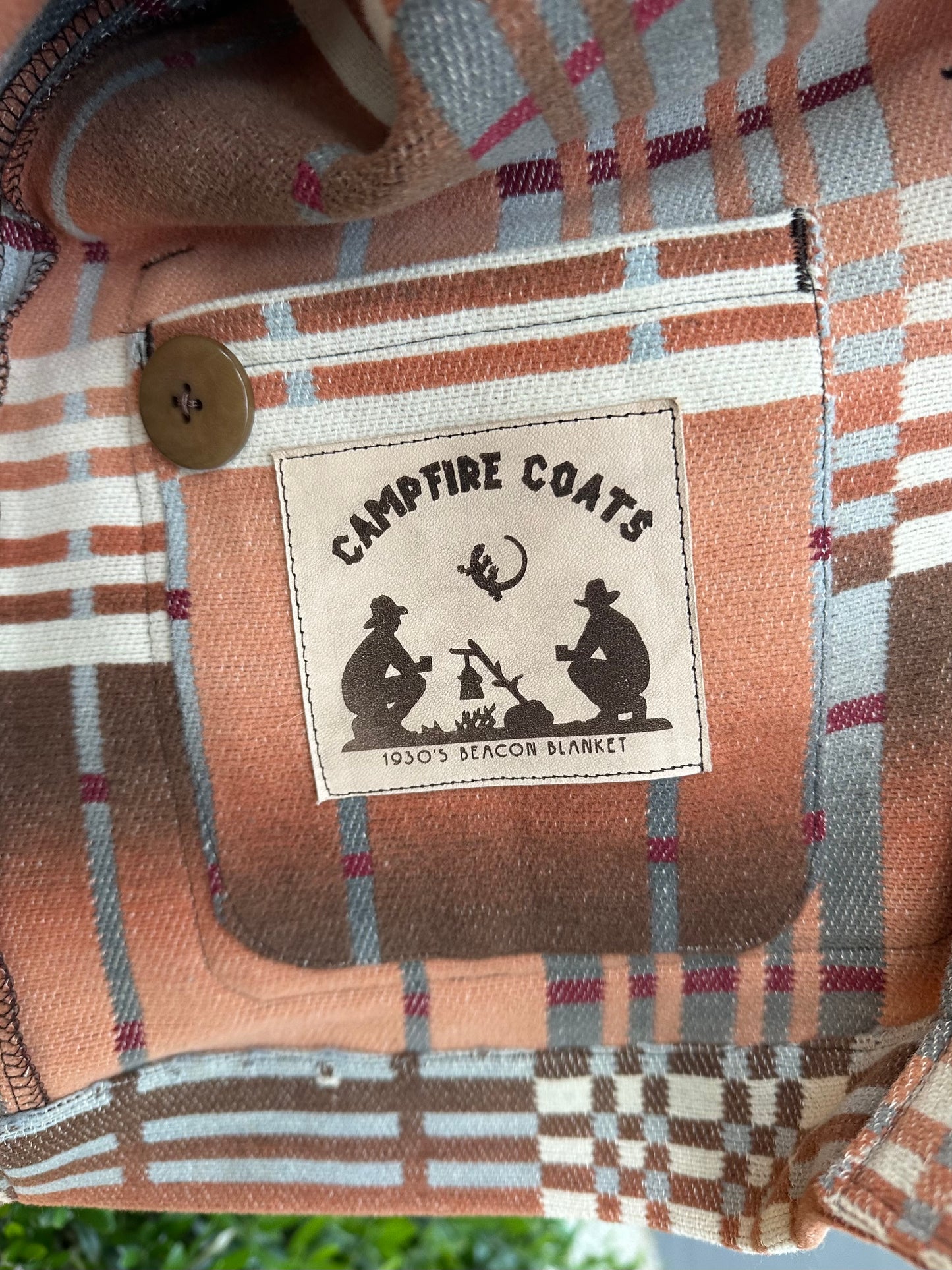 1930's Beacon Campfire Coat Ombre Blue Tan Creme Medium