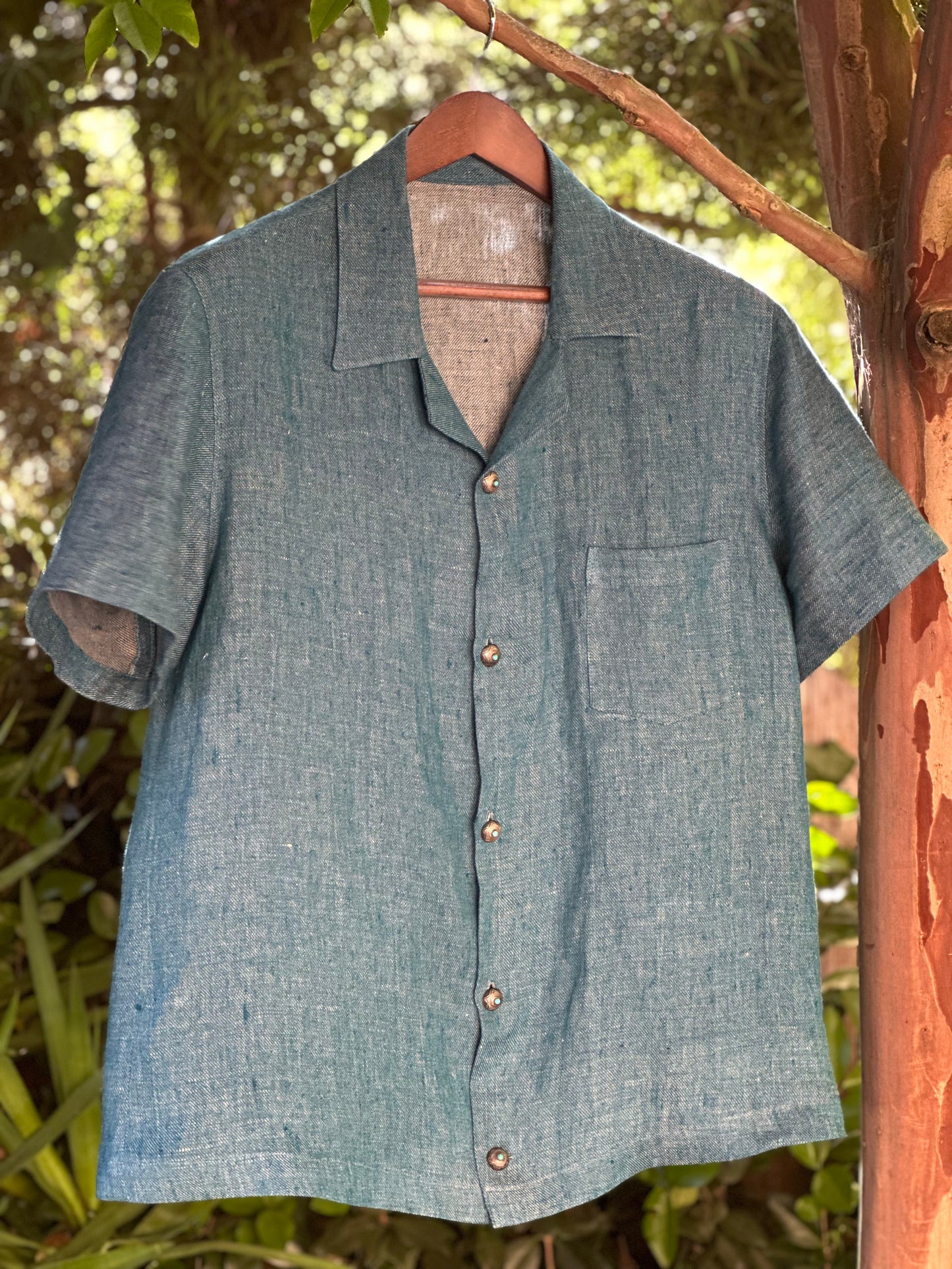 Japanese hand loomed silk and cotton short sleeve shirt