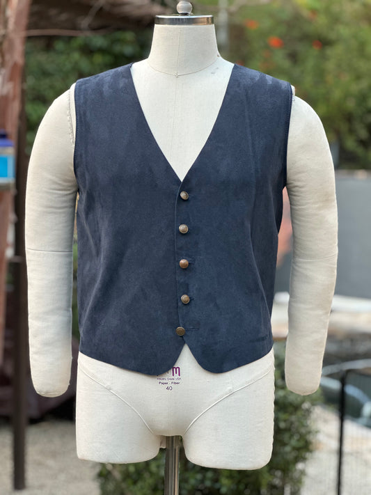 Blue French Calf Suede Vest Medium