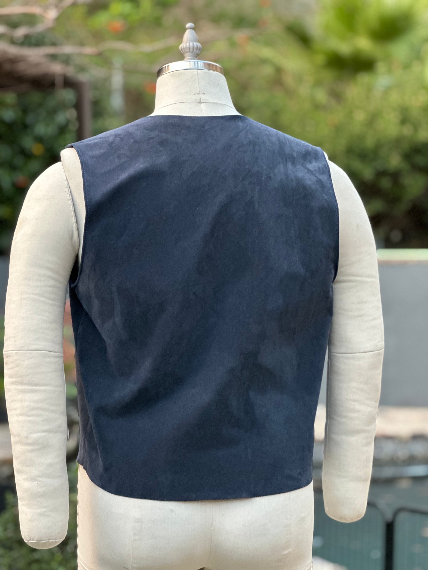 Blue French Calf Suede Vest Medium