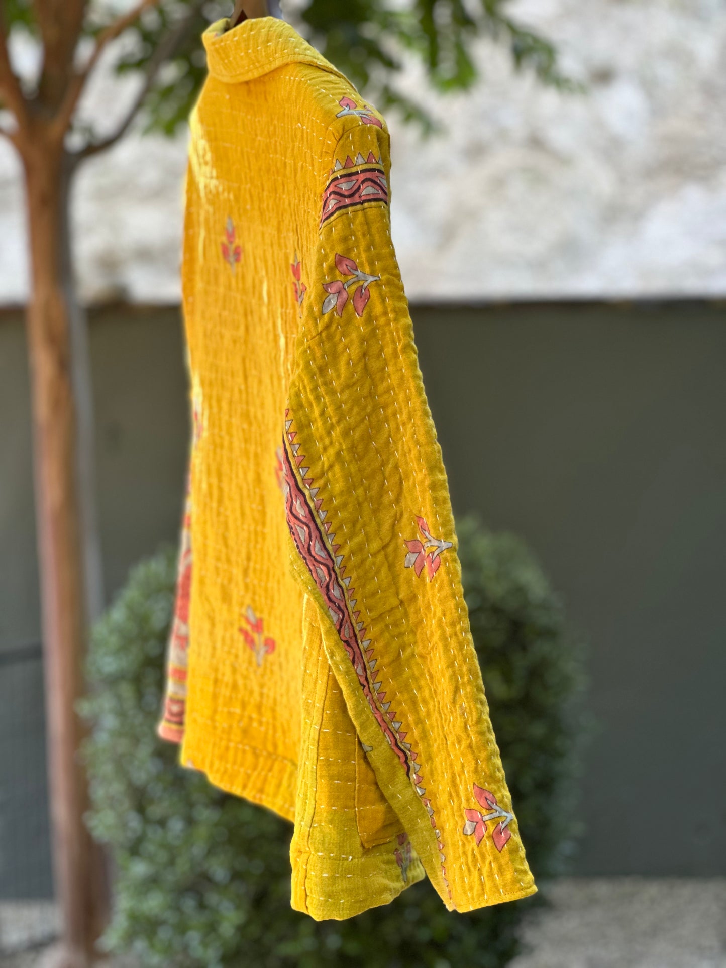 Colorful MCM Cotton Kantha Quilt Reversable Campfire Coat