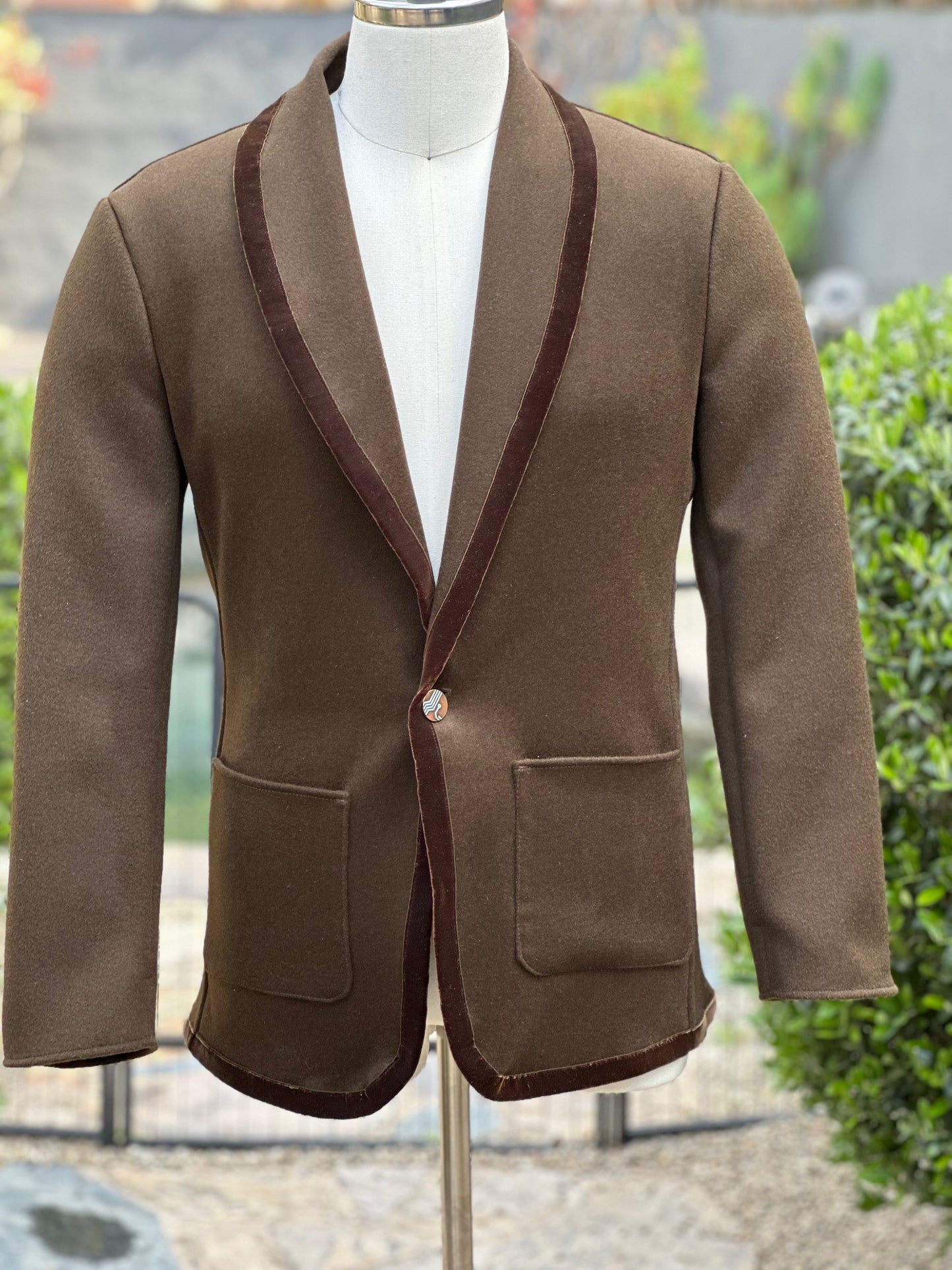 Moss Brown Brushed Wool Streamline Campfire Coat Medium