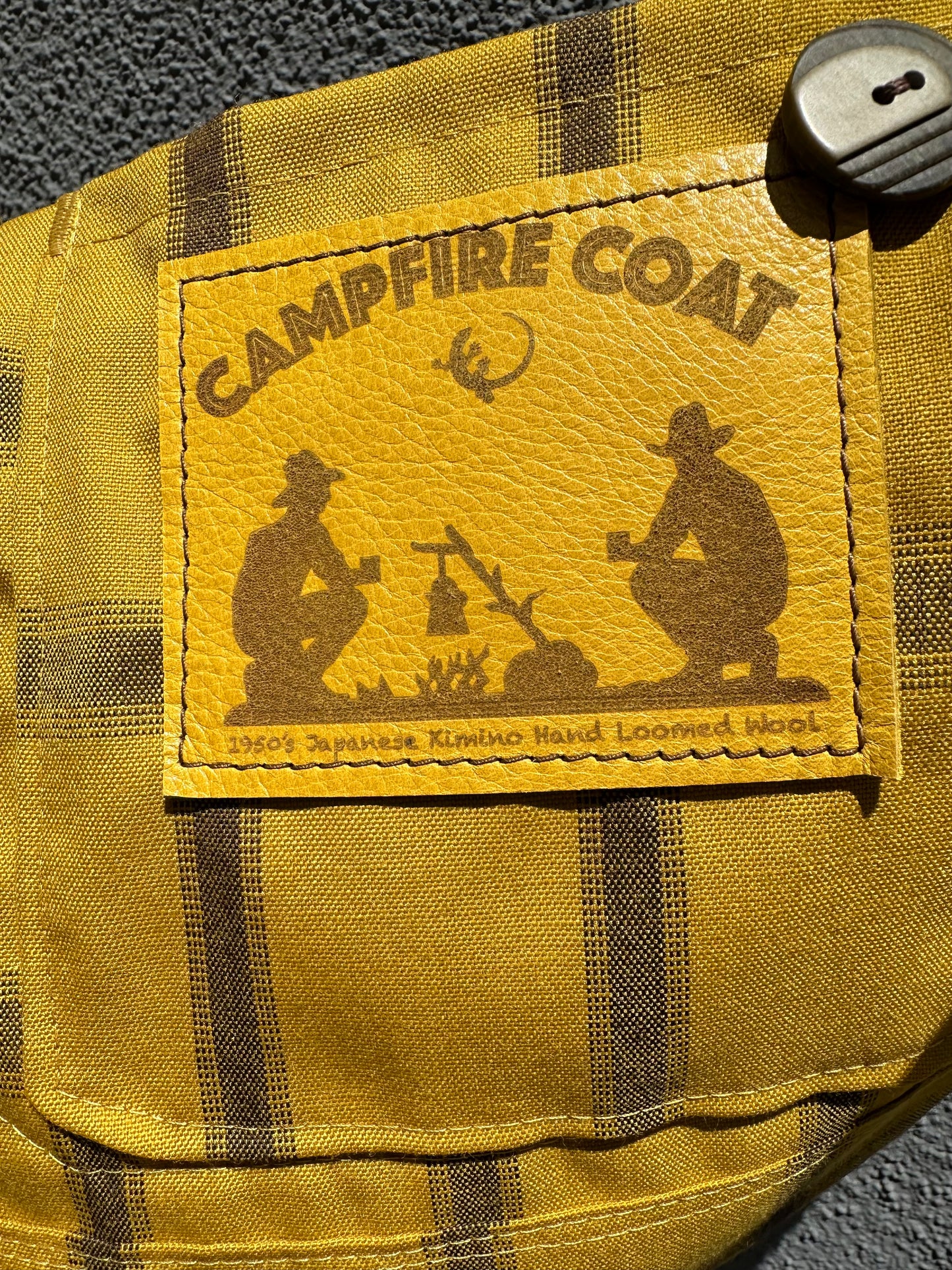 Japanese Kimono NOS 1940’s Yellow and Brown hand made Wool Plaid Jacket