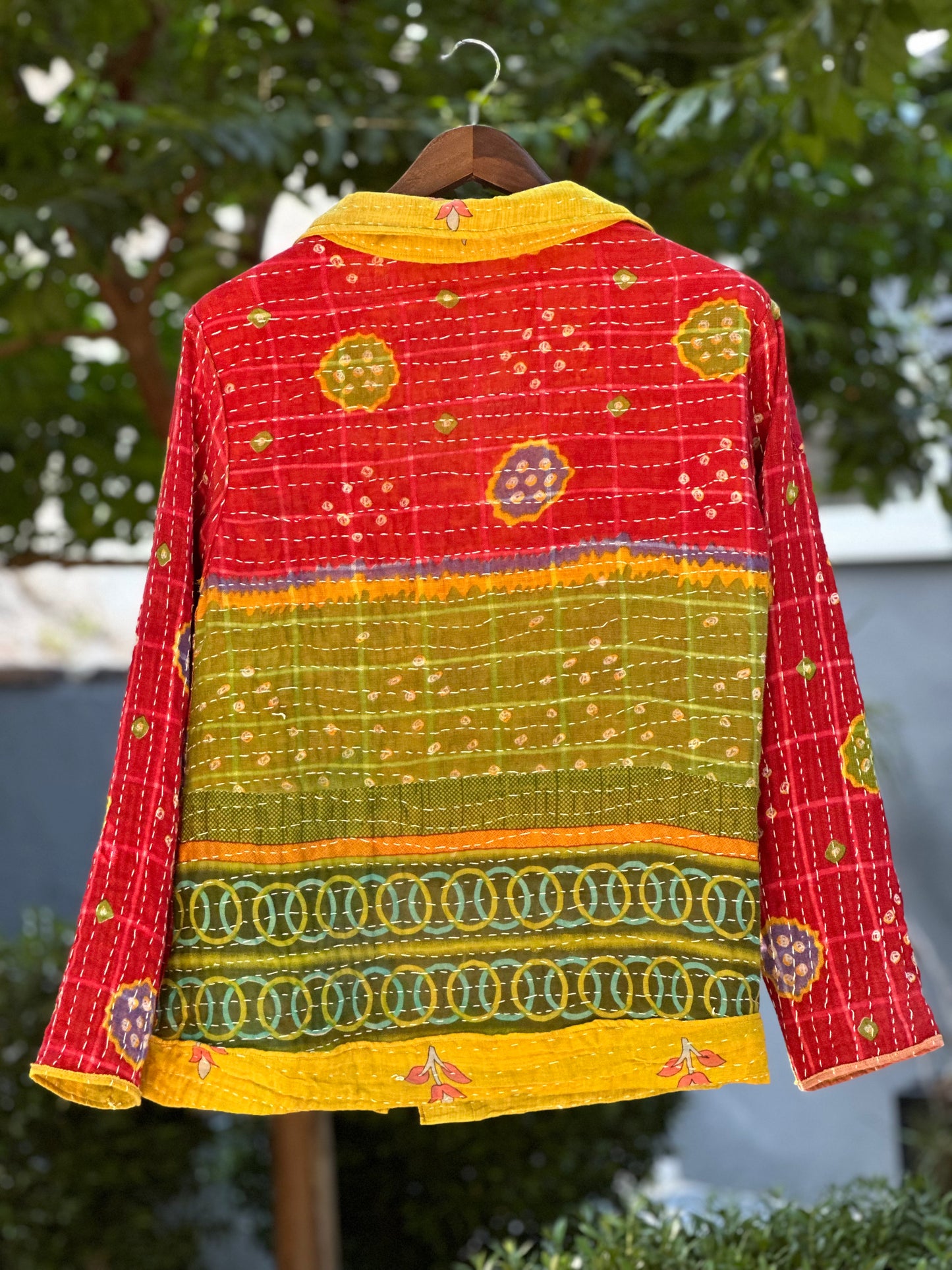 Colorful MCM Cotton Kantha Quilt Reversable Campfire Coat