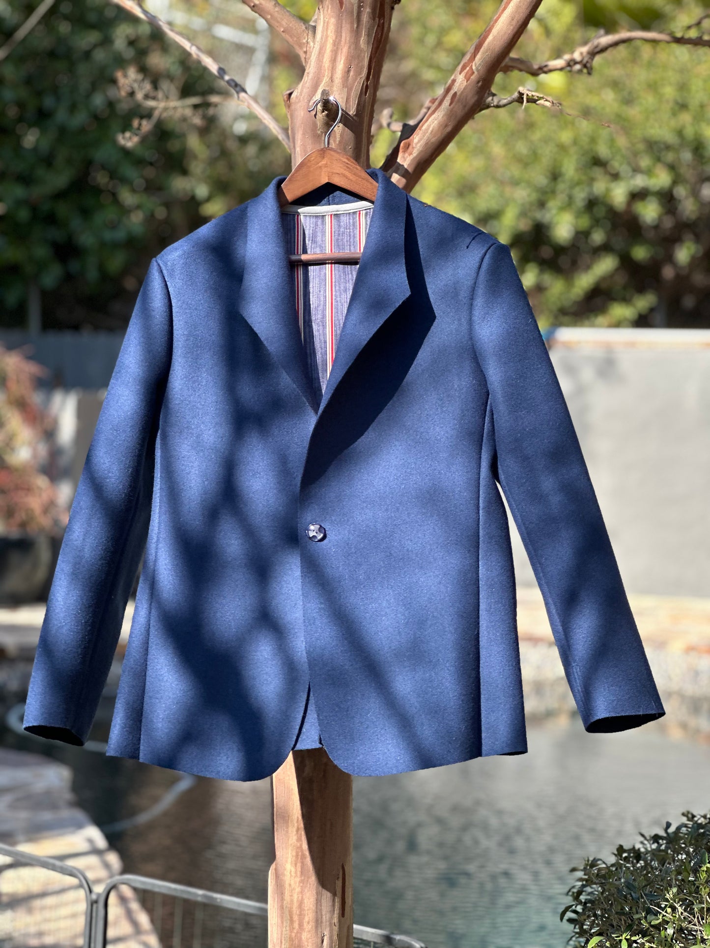 Blue Wool Felt Streamline Campfire Coat Medium