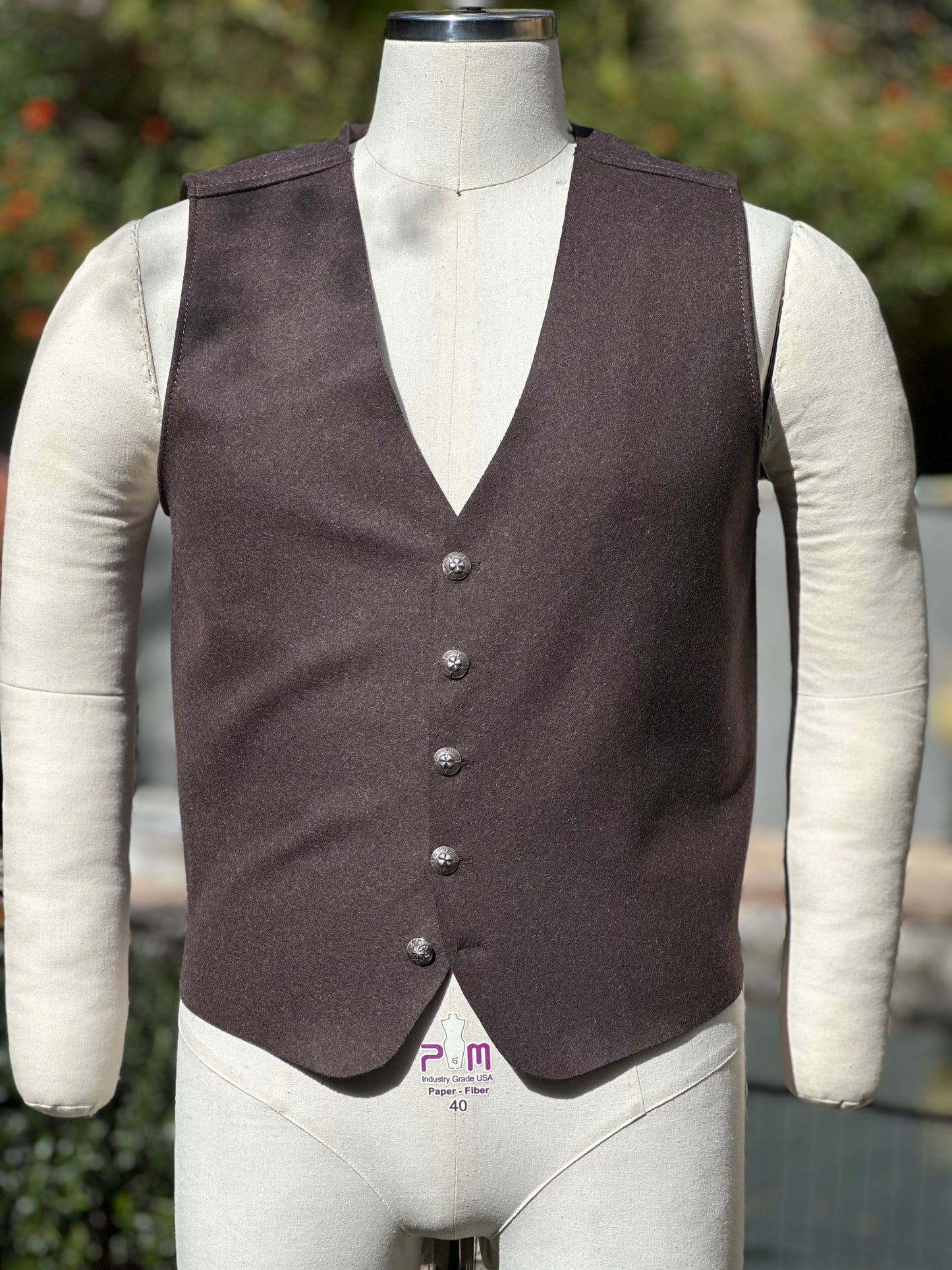 Brown Italian Felt Wool Vest Medium