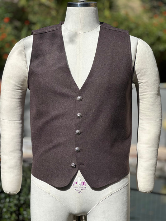 Brown Italian Felt Wool Vest Medium