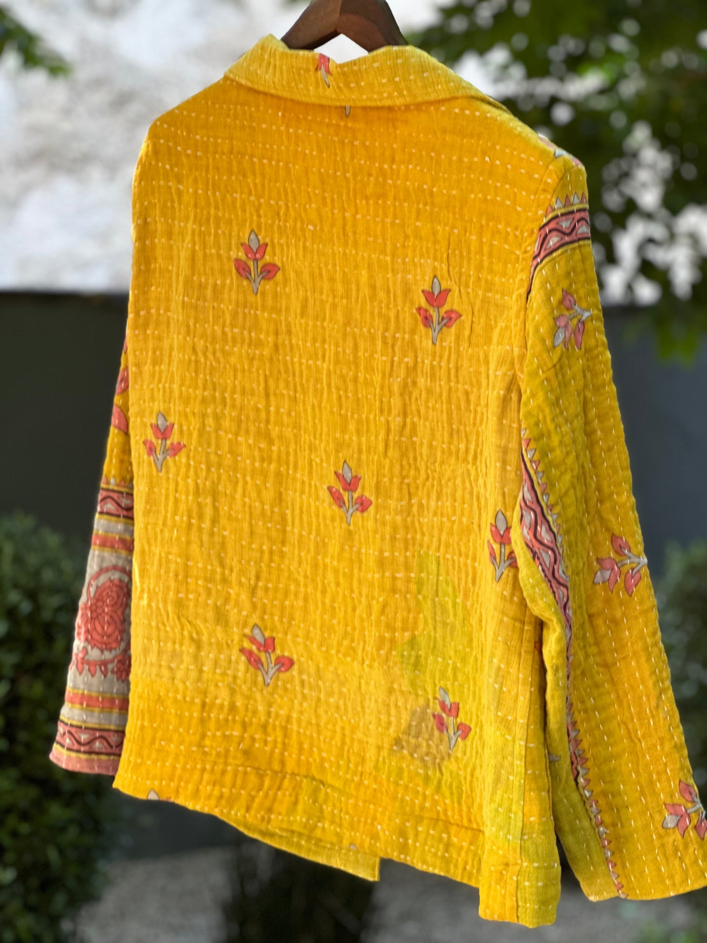 Colorful MCM Cotton Kantha Quilt Reversable Campfire Coat