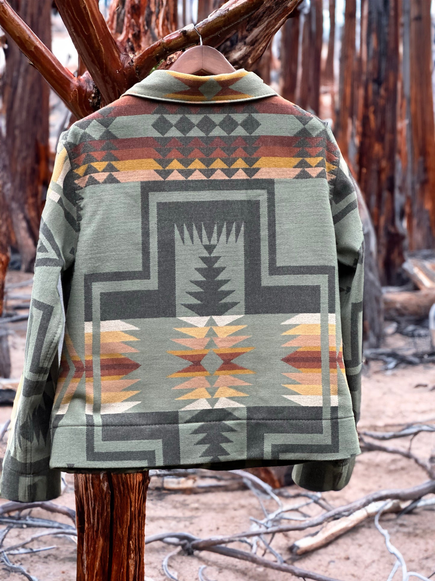 Campfire Coat Harding Sage Tonal Lightweight Pendleton® Wool Medium