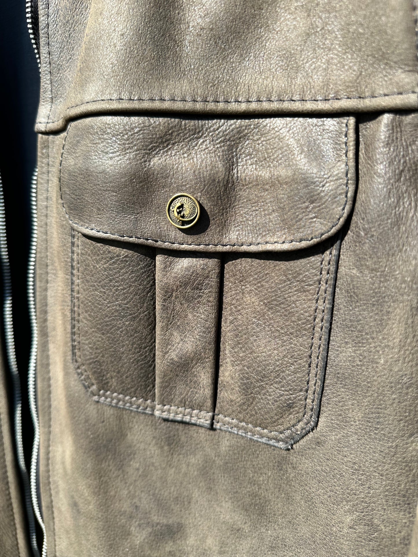 Charcoal Leather Ranch Coat