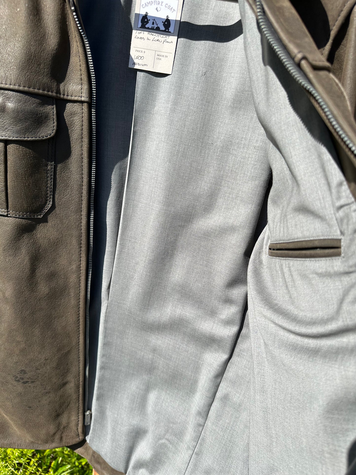 Charcoal Leather Ranch Coat