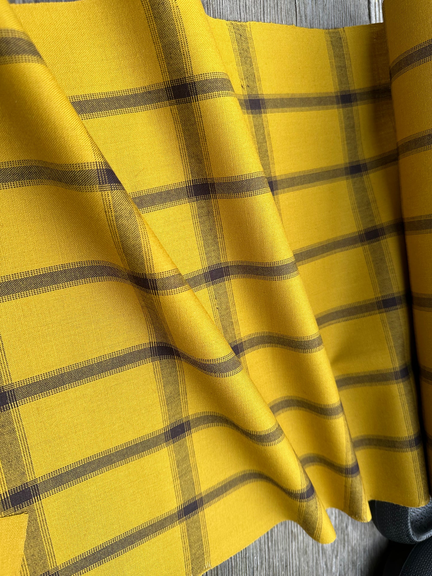 Japanese Kimino NOS 1940’s Yellow and Brown hand made Wool plaid
