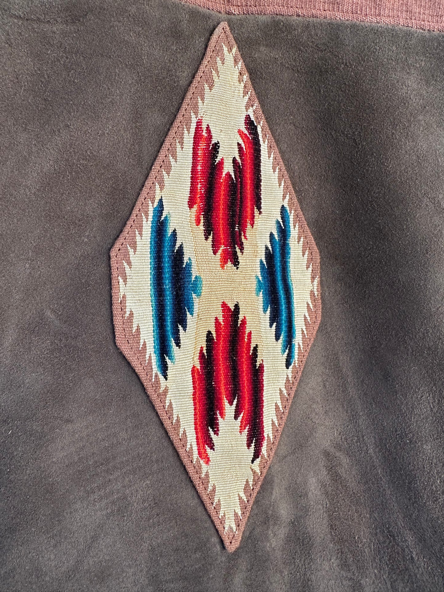 Chocolate Brain Tanned Leather Jacket with 1930’s Serape Inserts