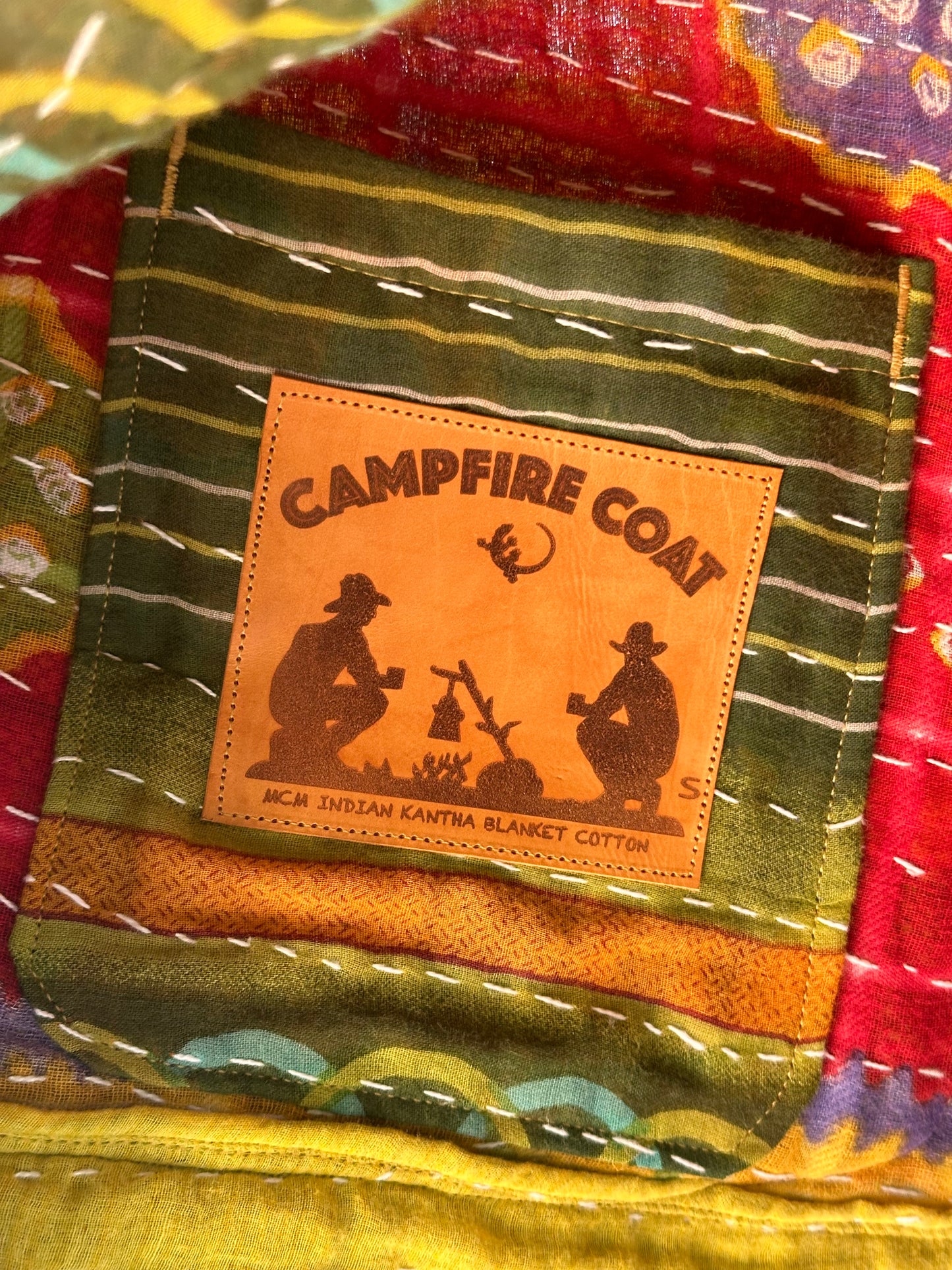 Colorful MCM Cotton Kantha Quilt Reversable Campfire Coat