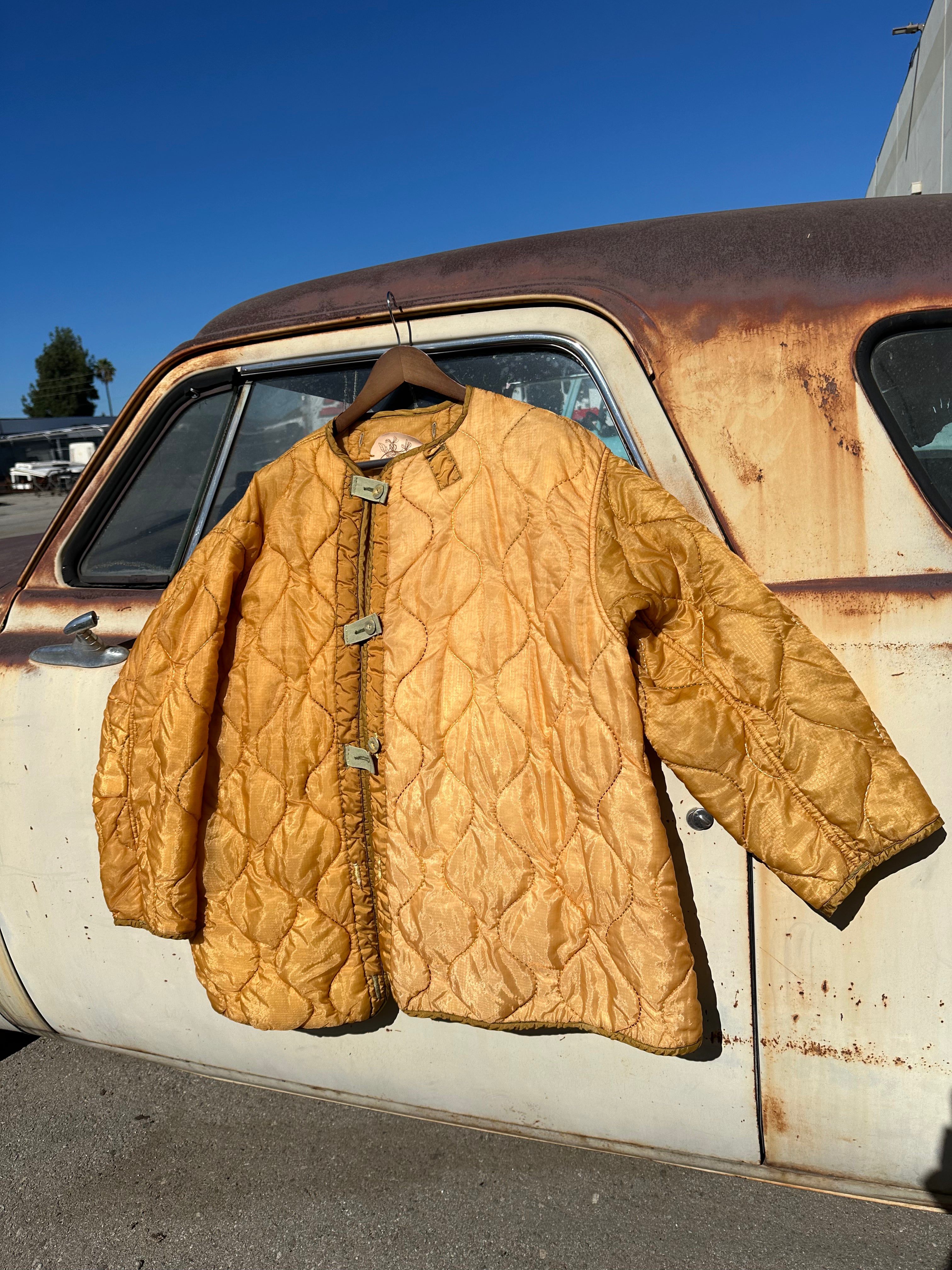 Honeysuckle M-65 Golden Yellow Liner Jacket L-XL – Campfire Coats Honeysuckle M-65 Golden Yellow Liner Jacket L-XL – Campfire Coats
