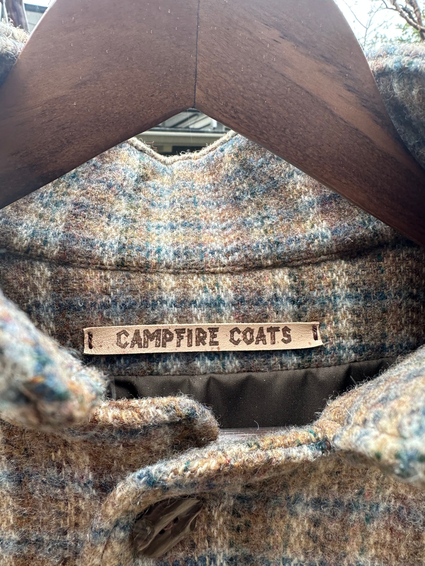 Vintage Jacquard Woven Wool Car Coat Medium