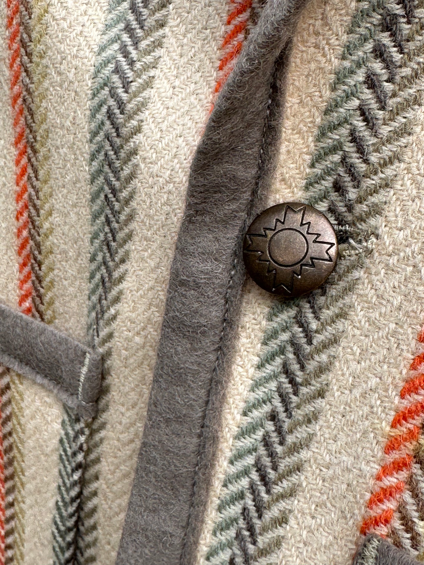 Striped Italian Woven Wool Streamline Campfire Coat Large
