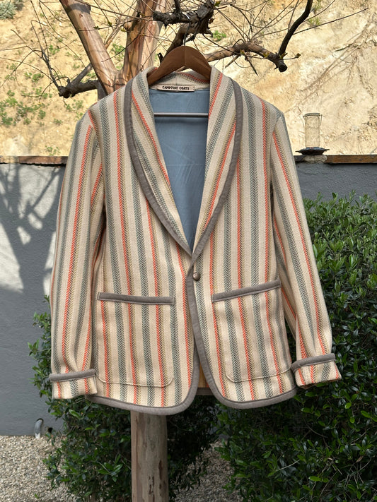Striped Italian Woven Wool Streamline Campfire Coat Large