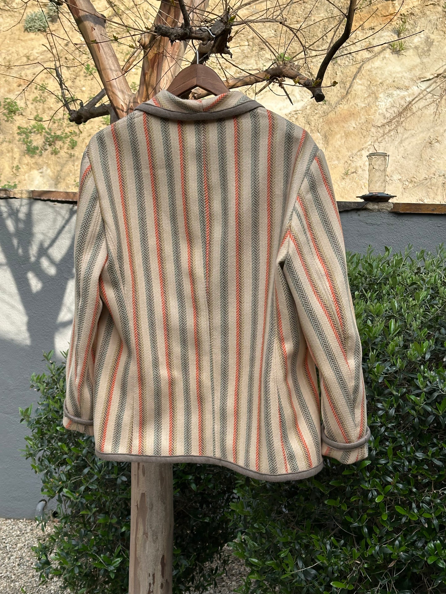 Striped Italian Woven Wool Streamline Campfire Coat Large
