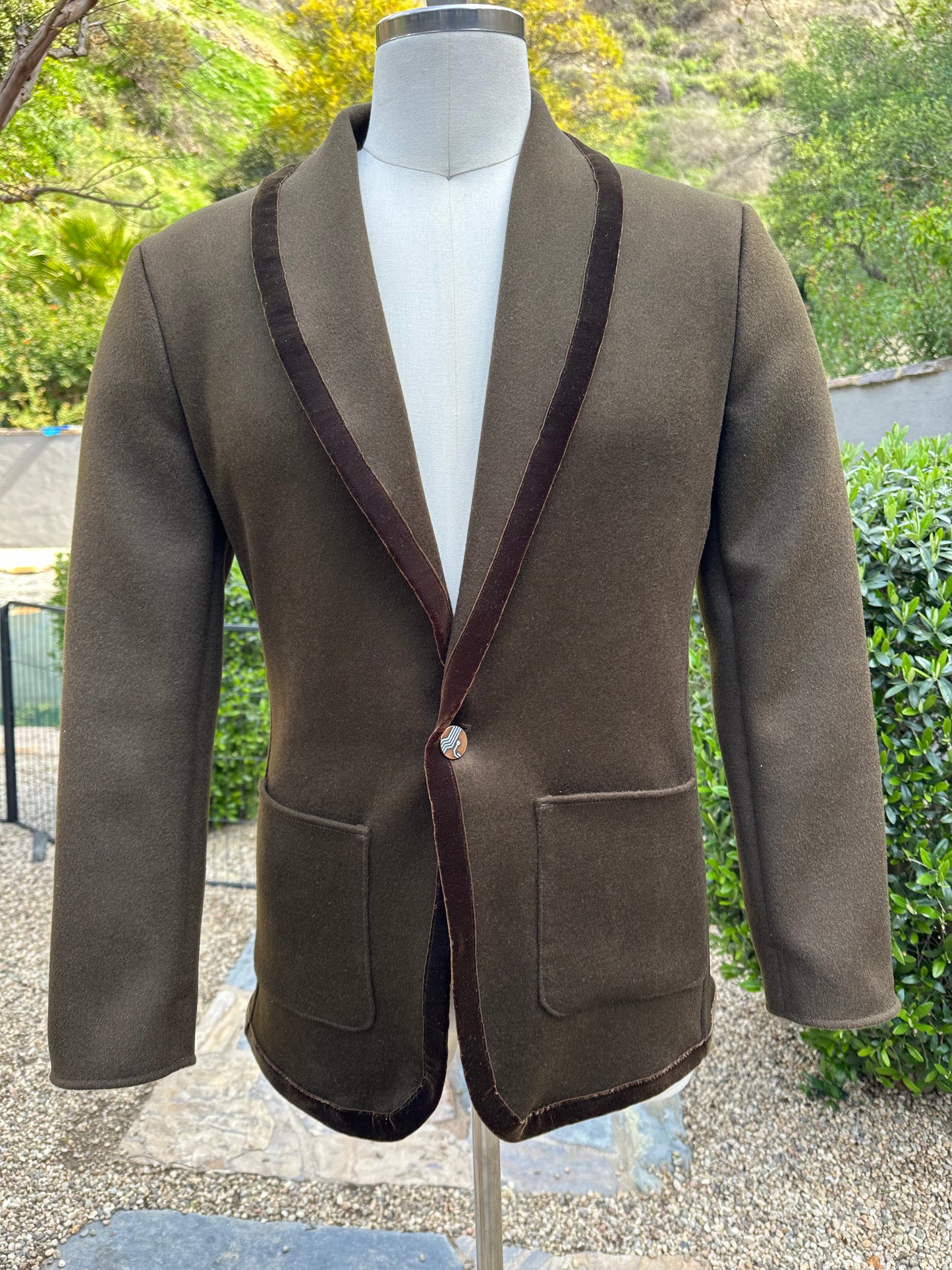 Moss Brown Brushed Wool Streamline Campfire Coat Medium
