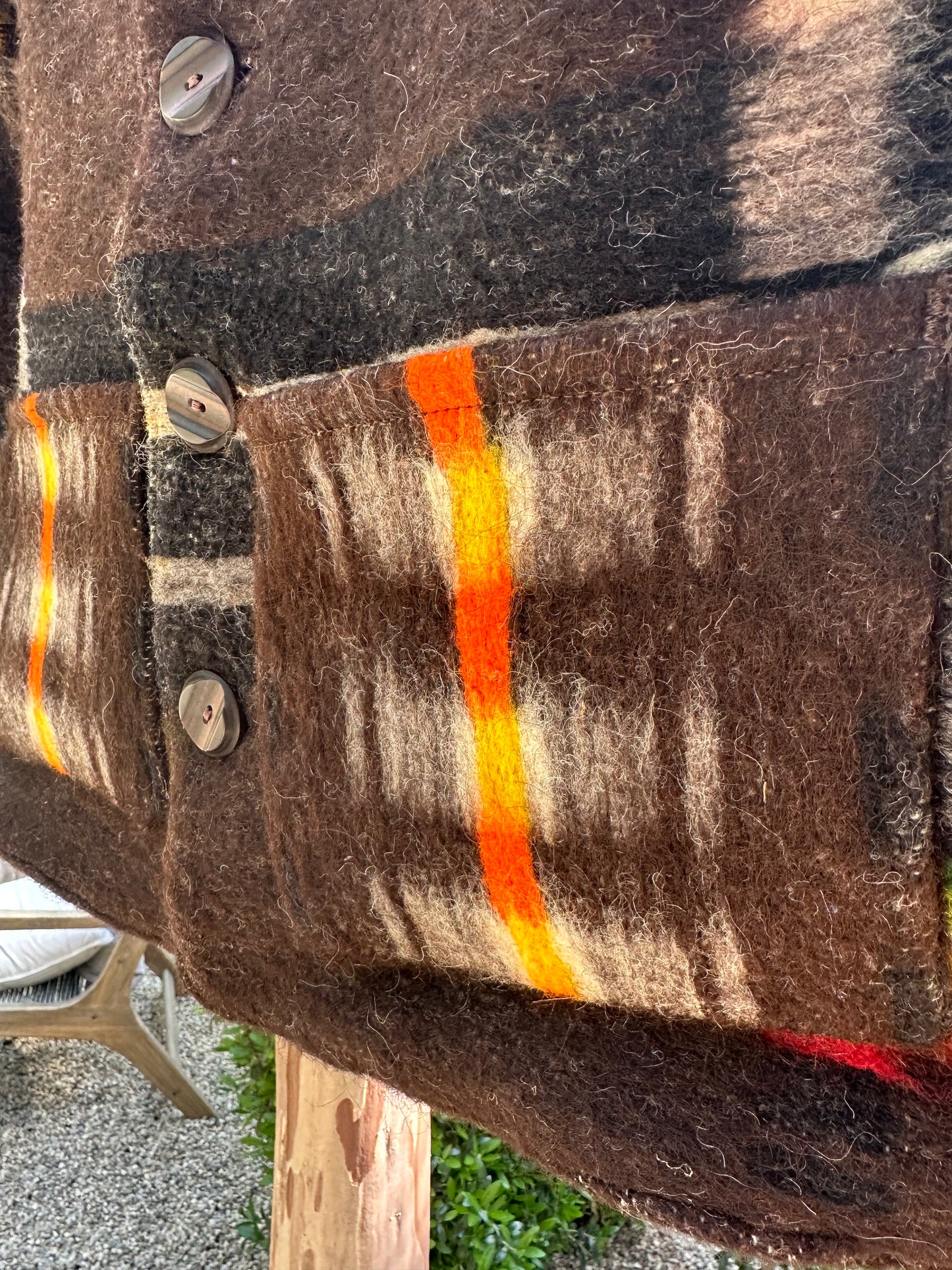 Pre-war Jacquard Wool Blanket Campfire Coat Medium