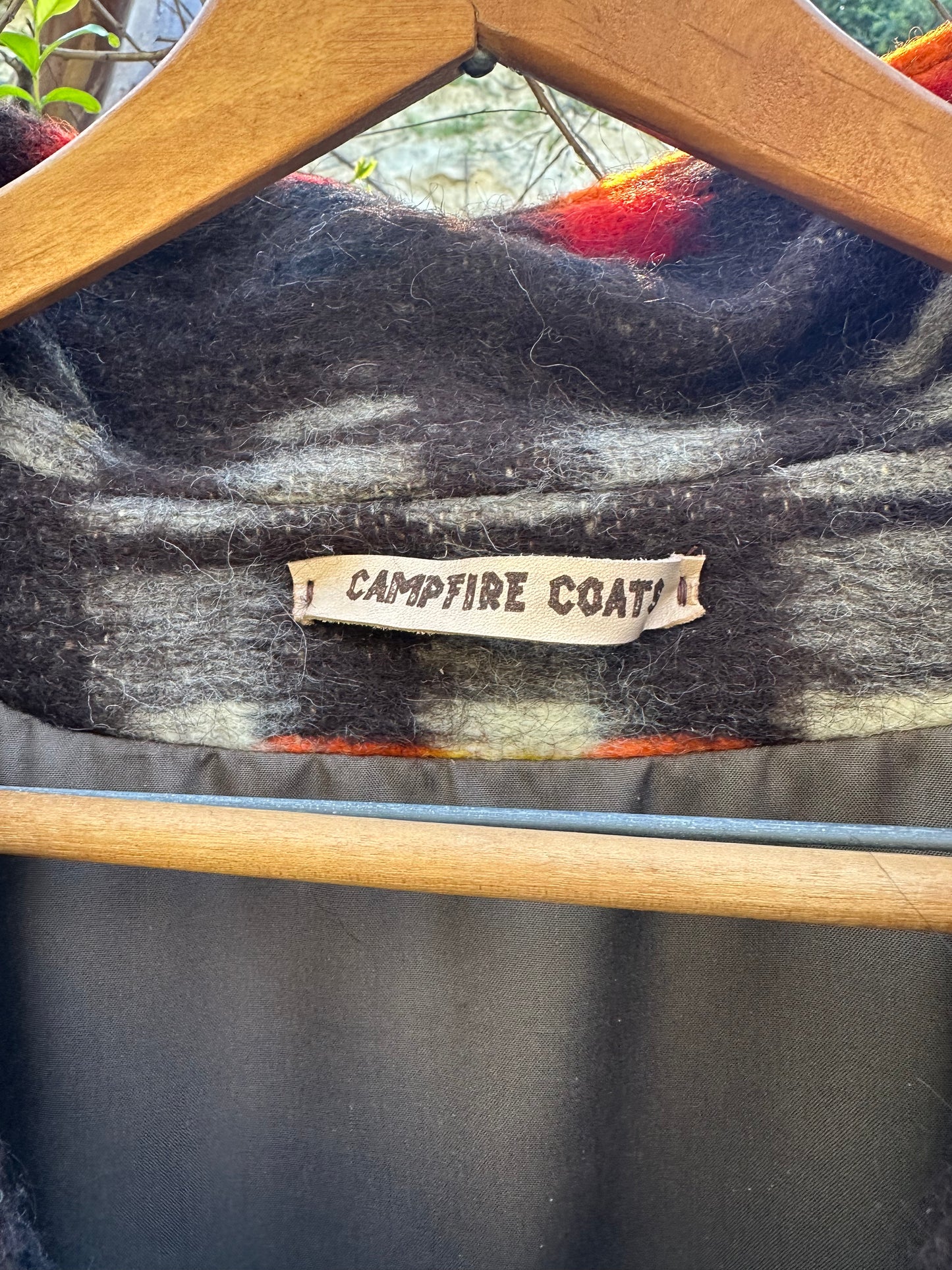 Pre-war Jacquard Wool Blanket Campfire Coat Medium