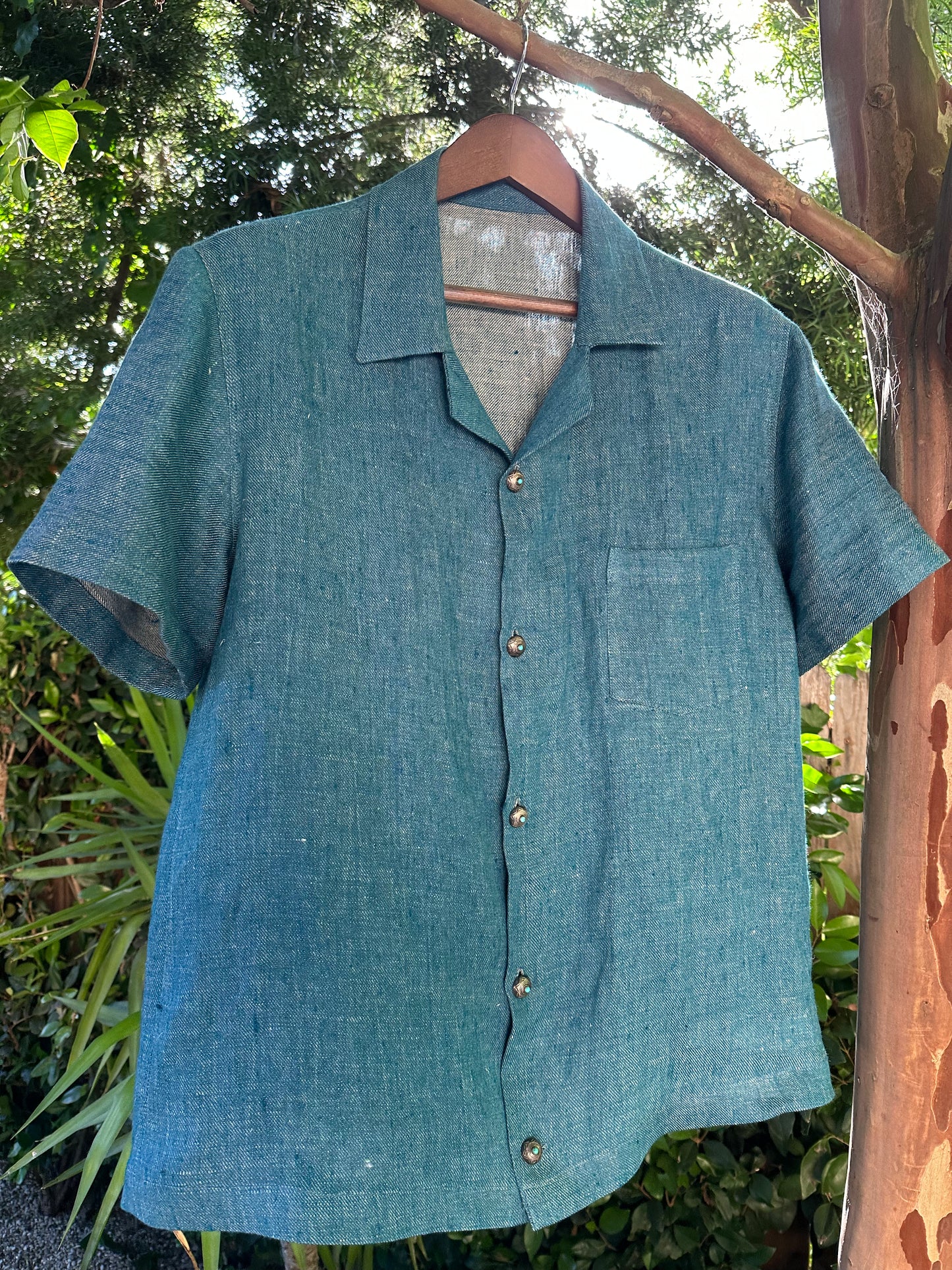 Japanese hand loomed silk and cotton short sleeve shirt