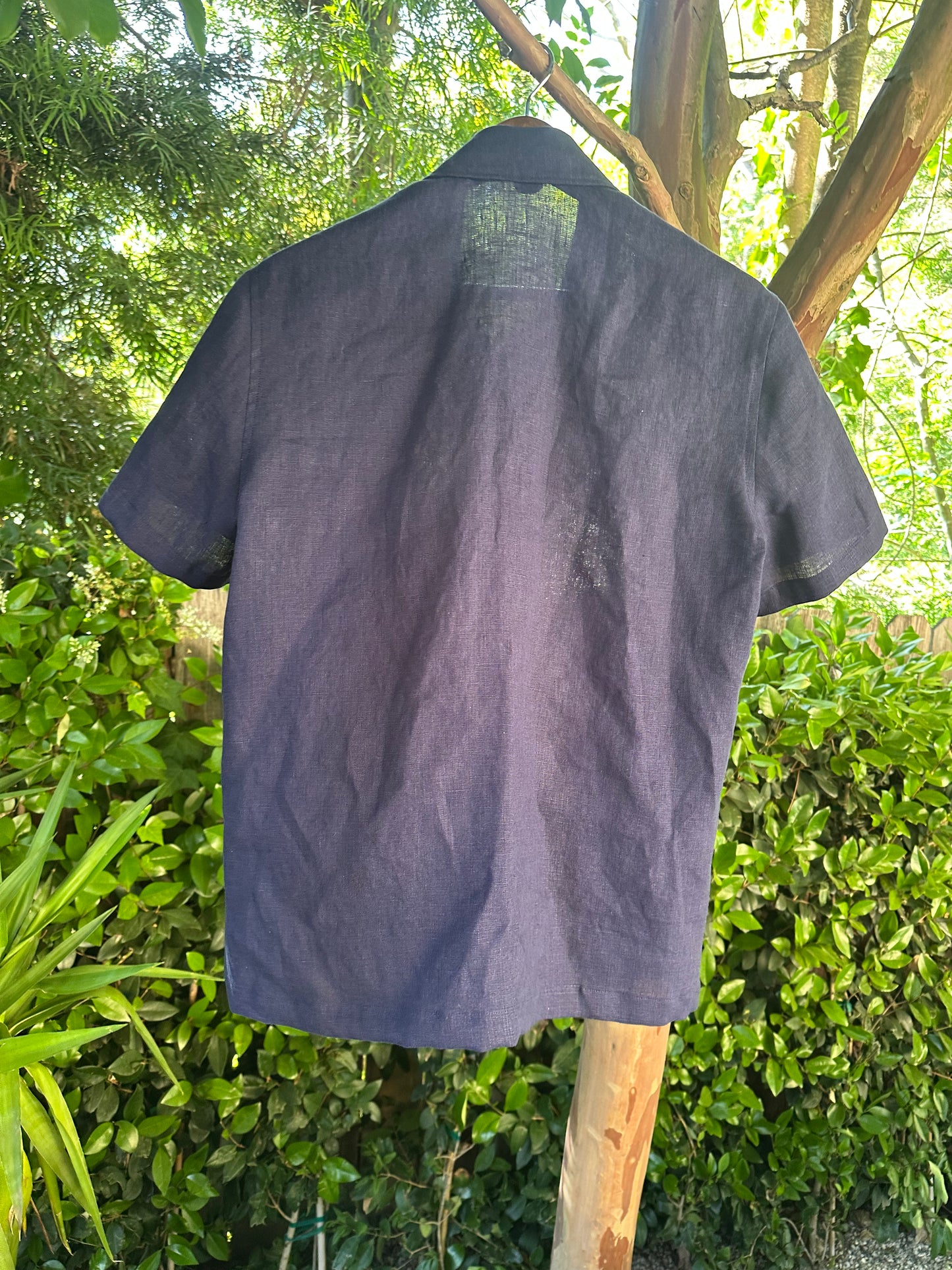 Vintage hand loomed French linen short sleeve shirt