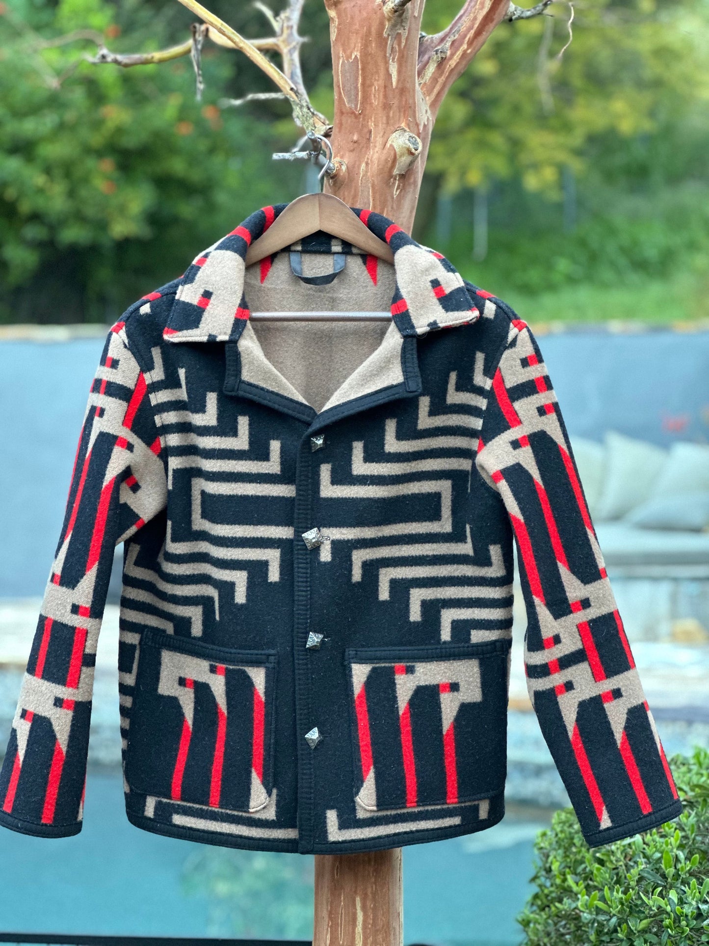 Campfire Coat Black Tan Red Wool Pendleton® Washington Centennial