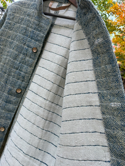 Campfire Long Coat Medium Indian Hand Woven Cotton and Wool