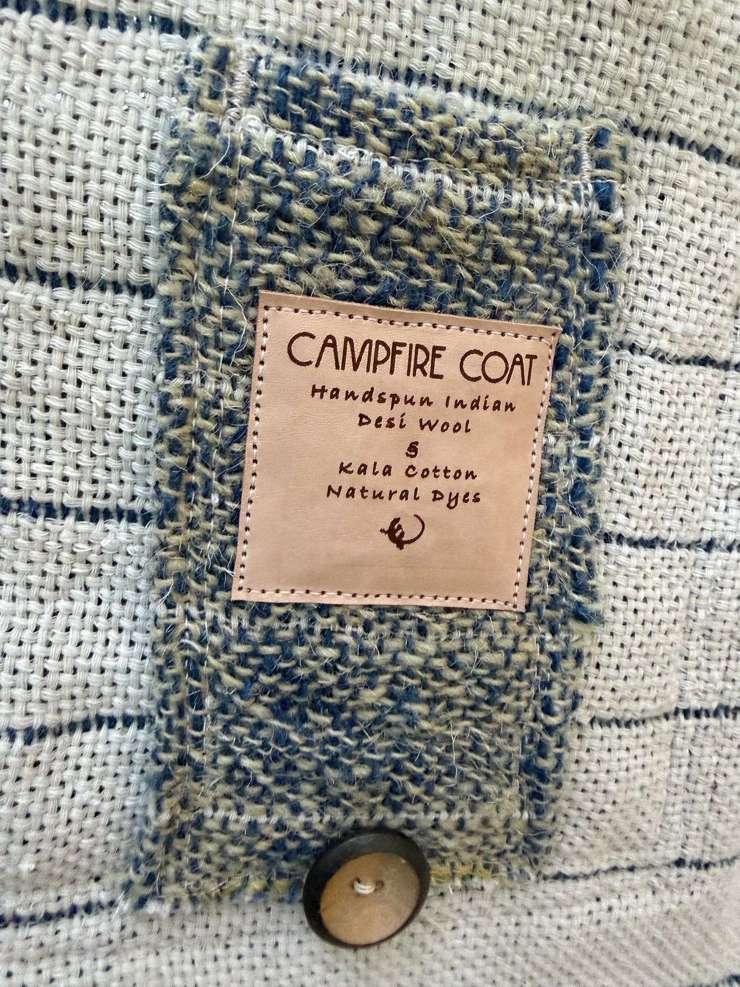 Campfire Long Coat Medium Indian Hand Woven Cotton and Wool