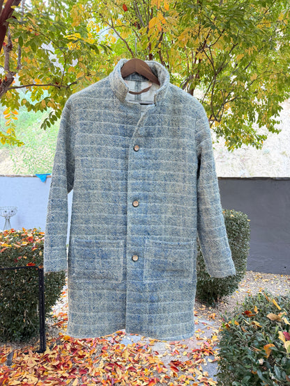 Campfire Long Coat Medium Indian Hand Woven Cotton and Wool