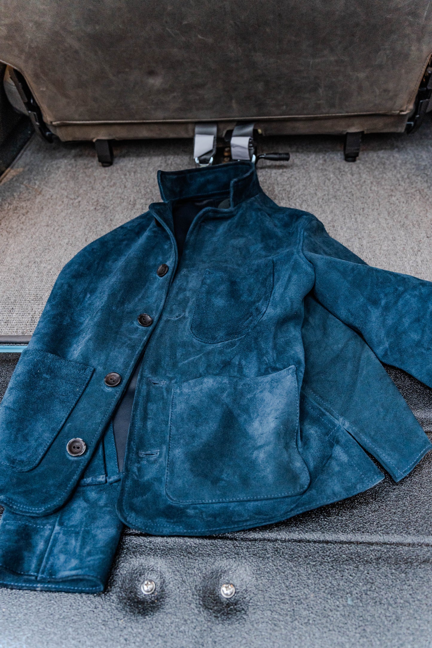 French Blue Suede Campfire Coat