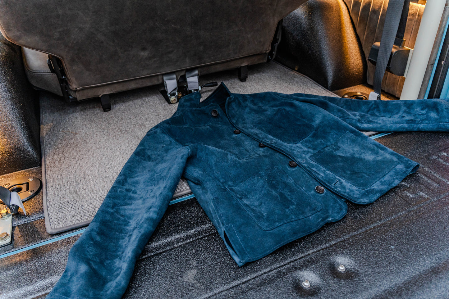 French Blue Suede Campfire Coat