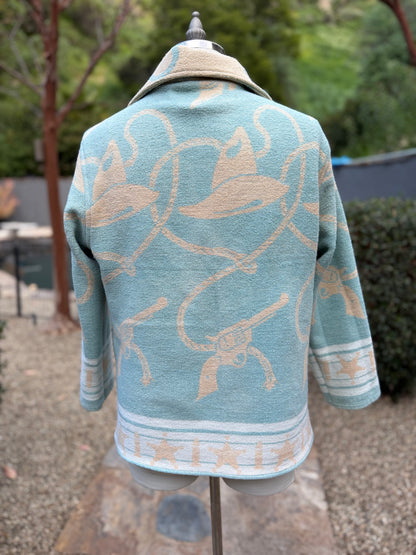 1930's Beacon Campfire Coat Cowboy Blue Tan Creme Woman’s Small