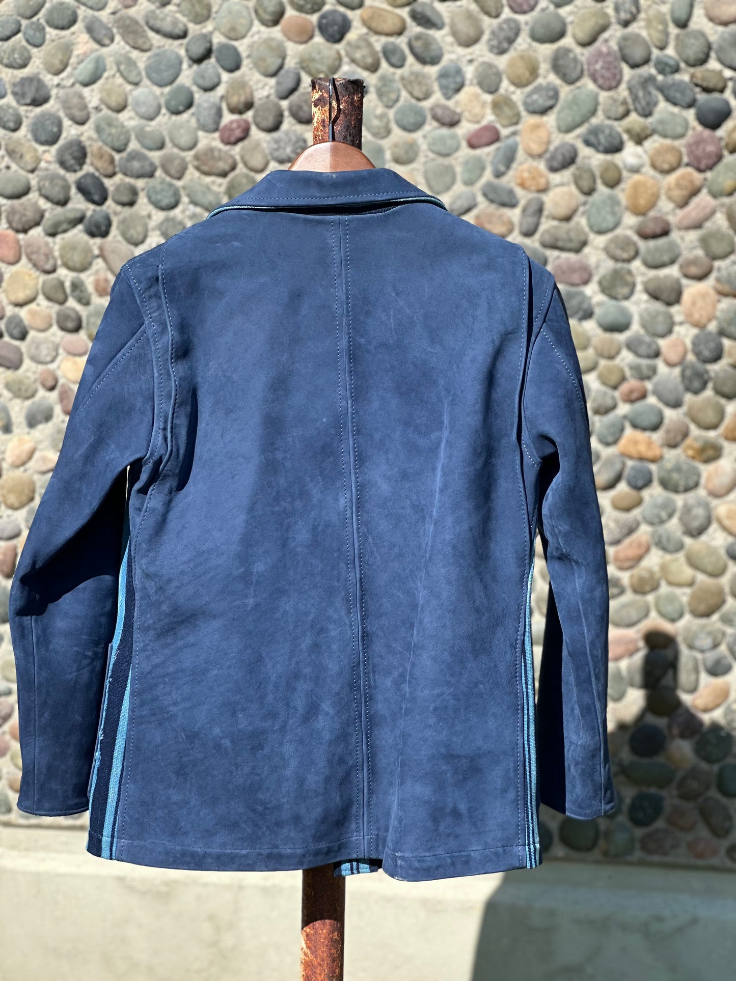 African Indigo Cotton and Blue Suede Campfire Coat