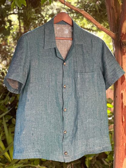 Japanese hand loomed silk and cotton short sleeve shirt