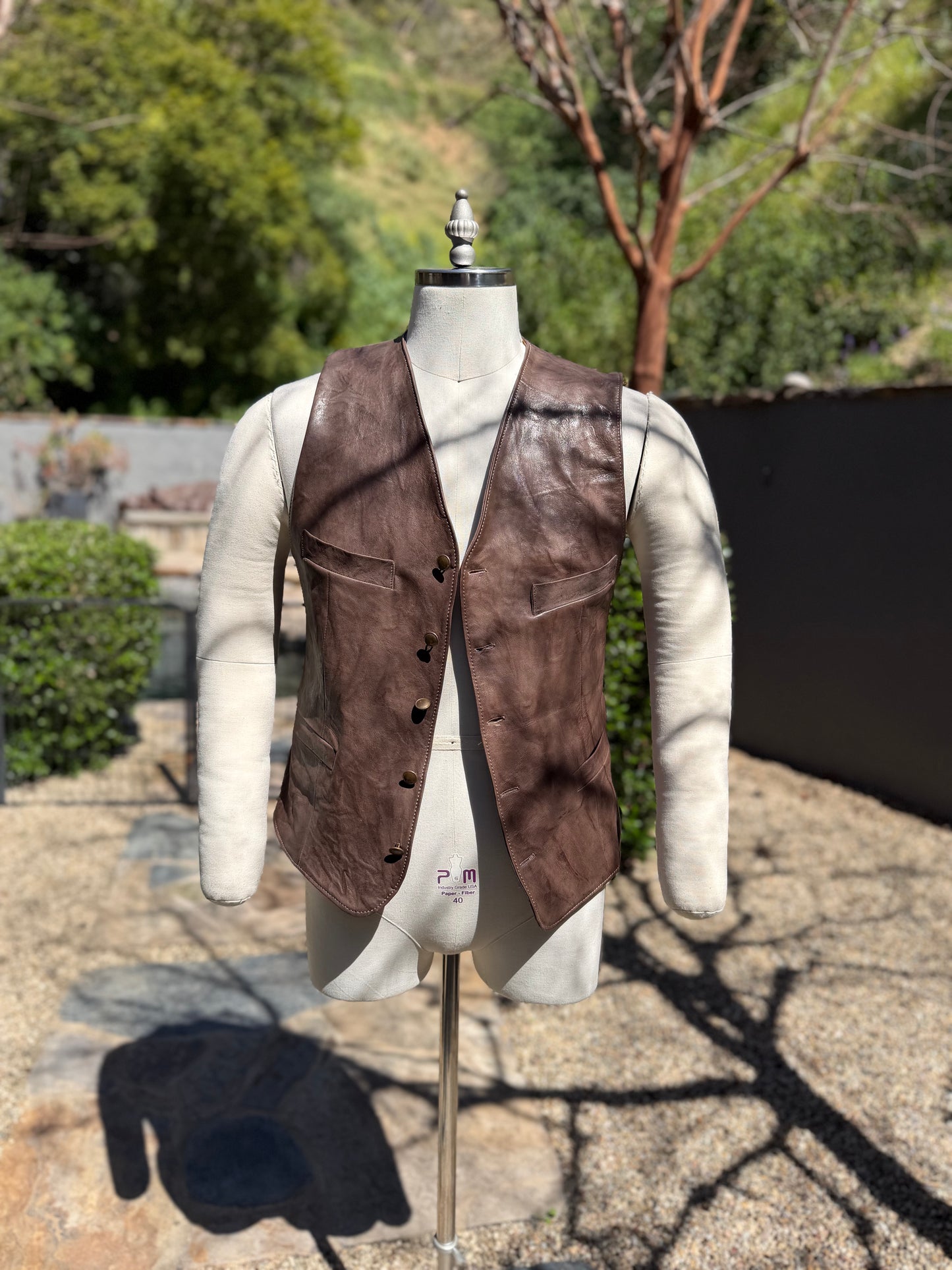 Brown Distressed Baby Calf Vest Medium