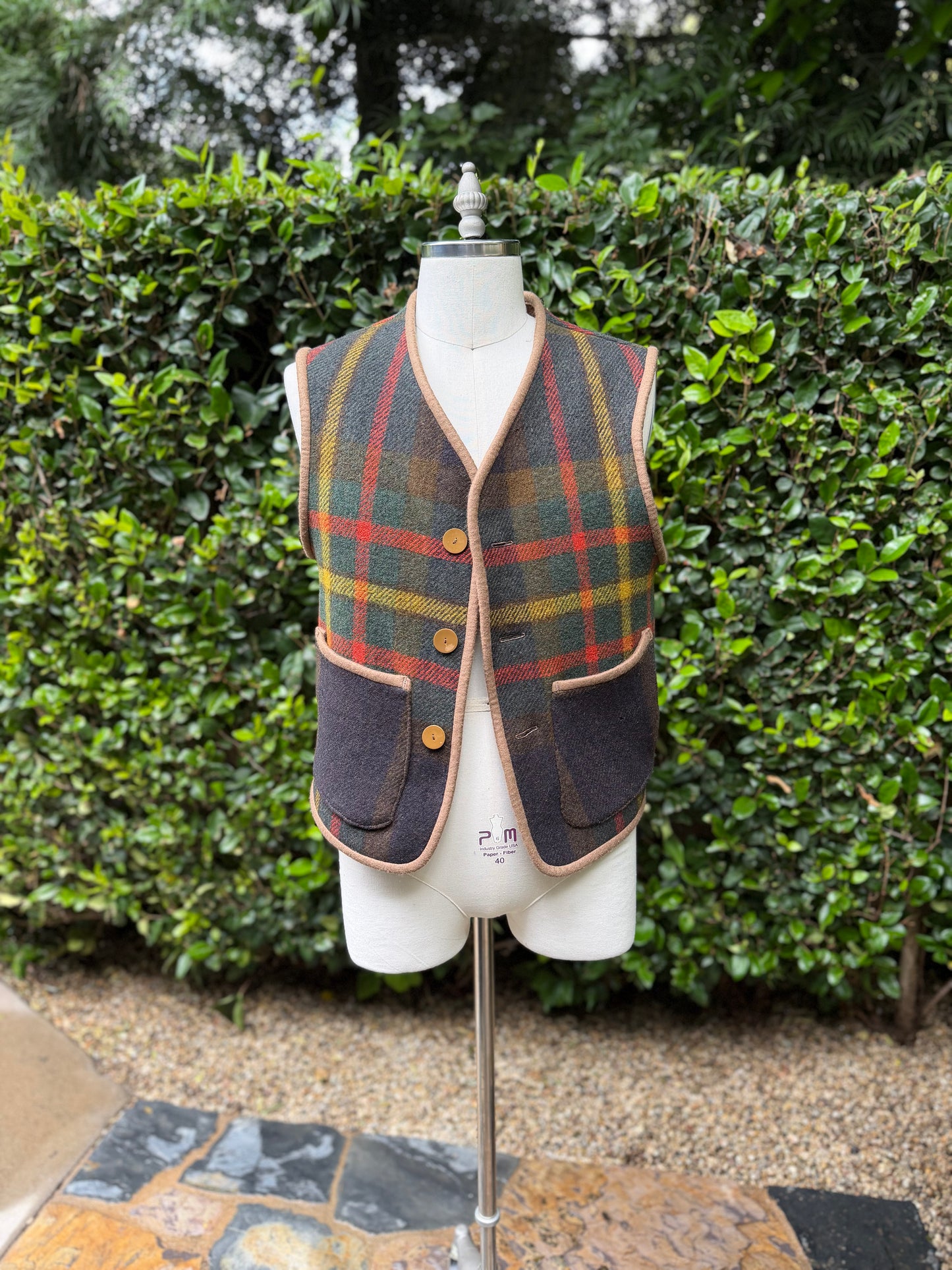 Campfire Vest 1920’s Jacobs Oregon City Mills Jacquard Woven Wool Medium