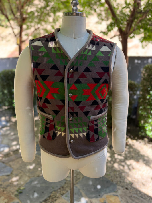 Campfire Vest 1940’s Pend Jacquard Woven Wool Medium