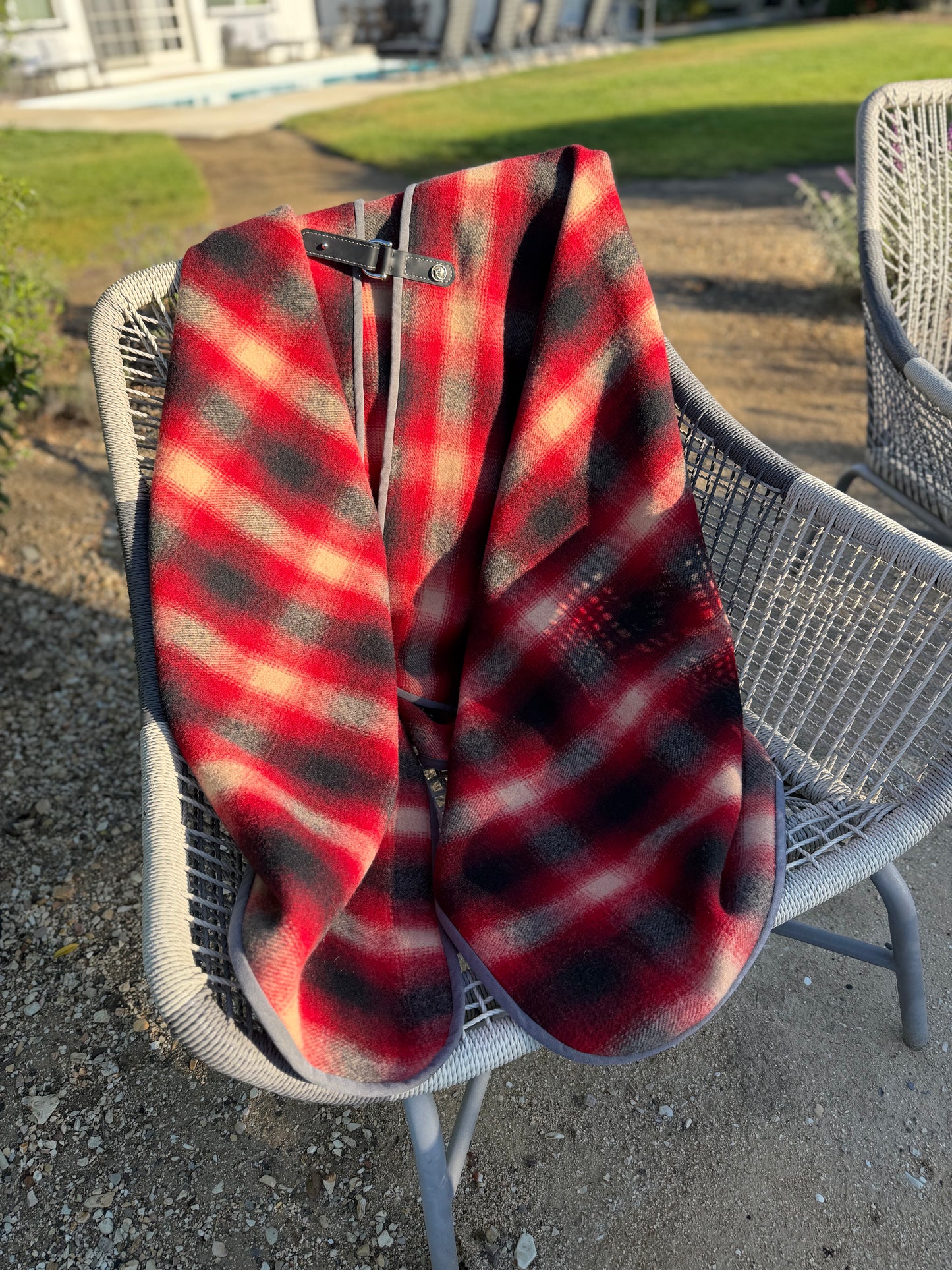 Japanese Checkered Wool Campfire Cloak