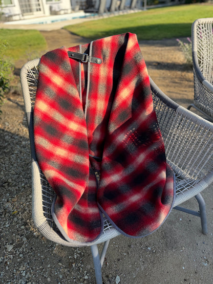 Japanese Checkered Wool Campfire Cloak