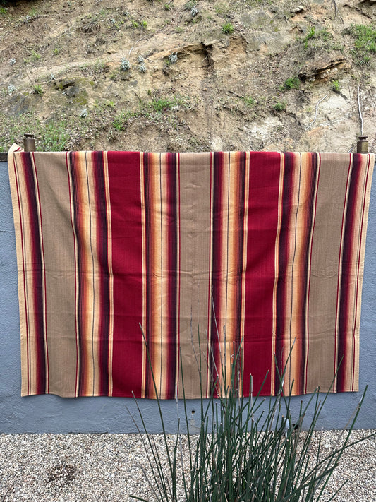 Hand Loomed Oaxaca Wool Burgundy Stripes
