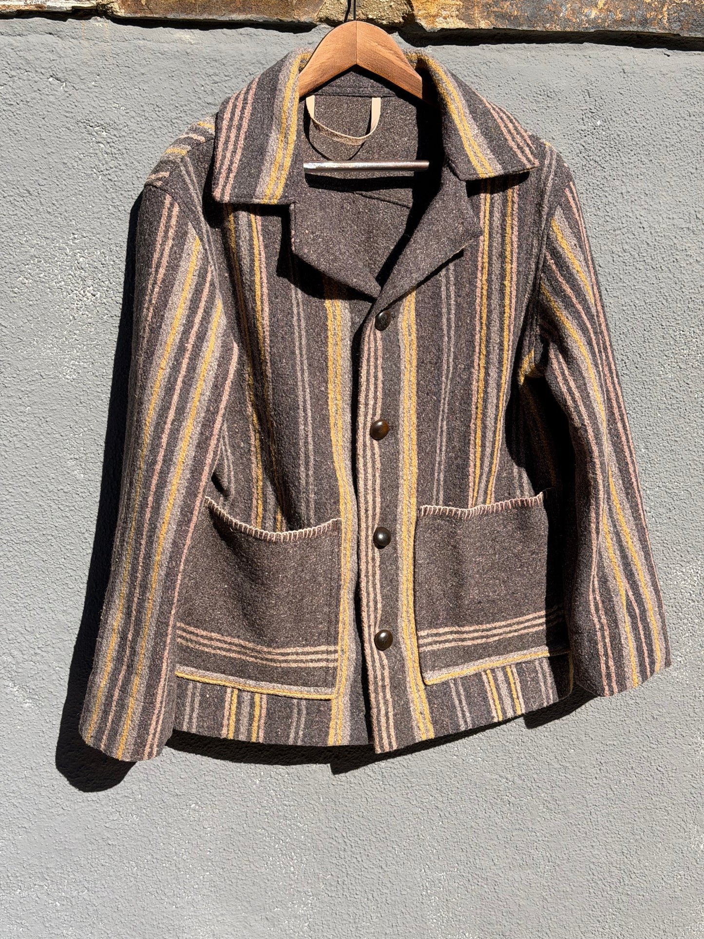 1800’s Jacquard Wool Horse Blanket Campfire Coat Large