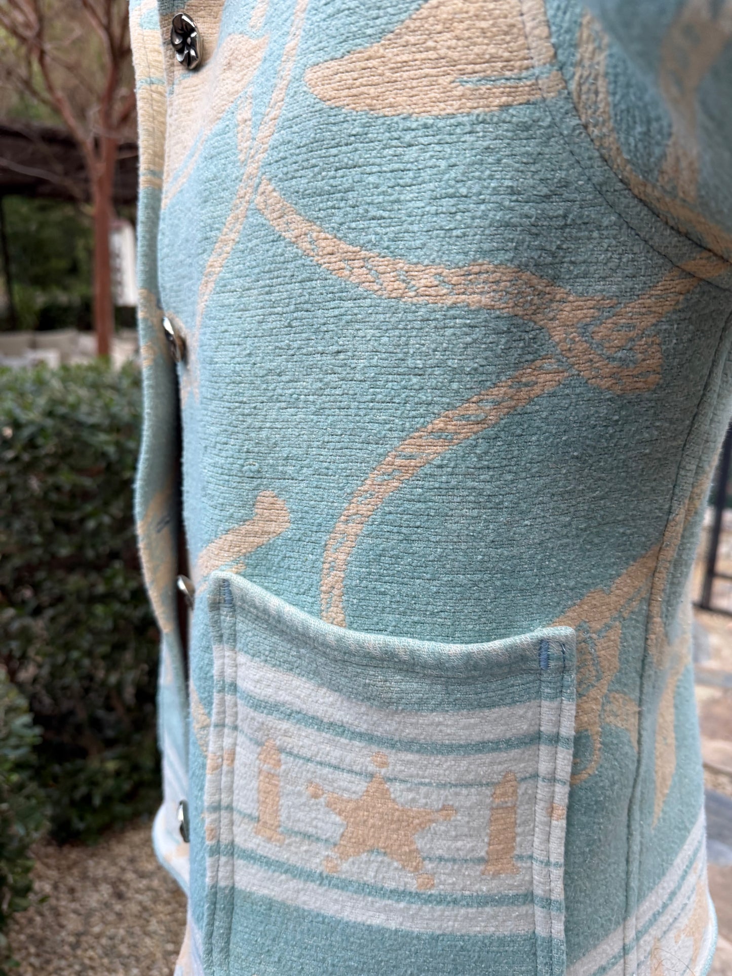 1930's Beacon Campfire Coat Cowboy Blue Tan Creme Woman’s Small