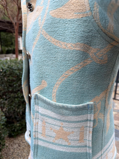 1930's Beacon Campfire Coat Cowboy Blue Tan Creme Woman’s Small